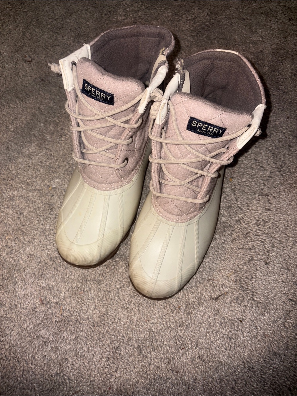 Sperry Women's Light Pink and Cream Duck Boots
